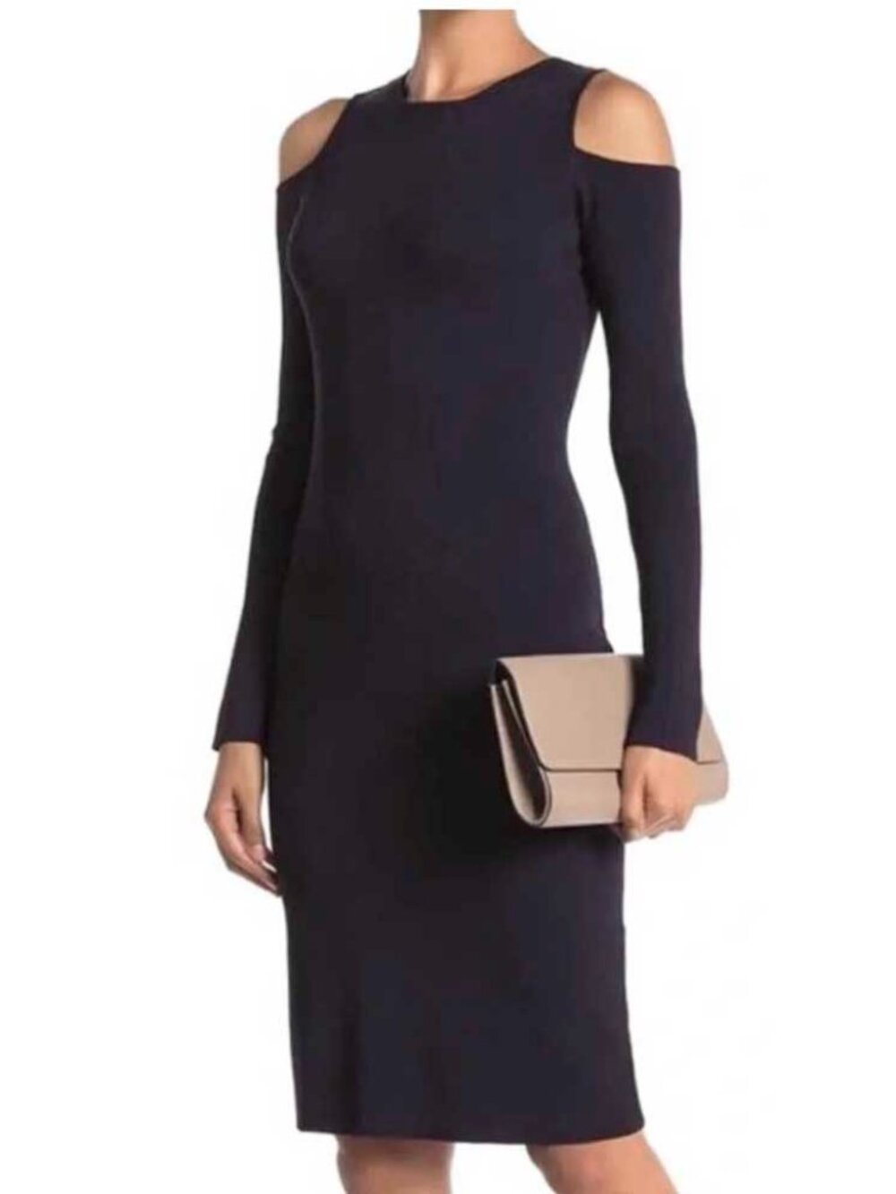 Eliza J Women's Cold Shoulder  Sweater Stretch Knit Black Dress Size XS